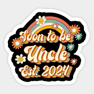 Soon To Be Uncle Est. 2024 Family 60s 70s Hippie Costume Sticker